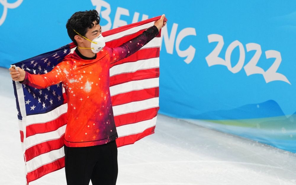 美国花样滑冰华裔运动员陈巍(Nathan Chen)北京冬奥会夺金